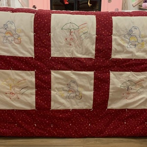 1980’s Handmade Care Bears Quilt Twin Sized