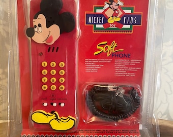 Vintage 1996 Mickey Mouse Telefon neu im Paket Disney Soft Phone Recotoy Kindertelefon versiegelt Neuheit Festnetz
