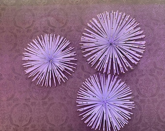 Mid Century Metal Starburst Wall Art Set • 3D Atomic Spiky Sculptures