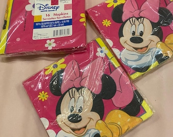 Guardanapos vintage da Minnie Mouse da Disney – Pacote lacrado com 16, Hallmark Party Express, Floral rosa