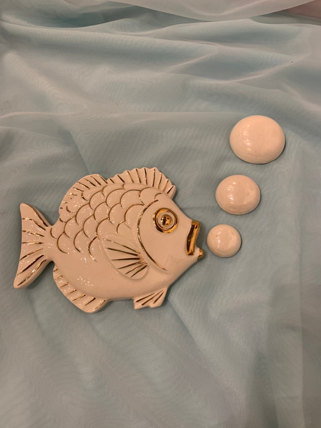 Vintage 1960s Ceramic Wall Art Fish With Bubbles Etsy