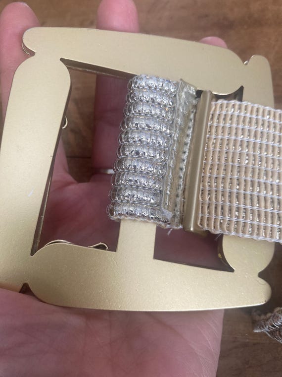 Unique Wide Gold Statement Belt – Plastic Glitter Safety Pin  display picture 3