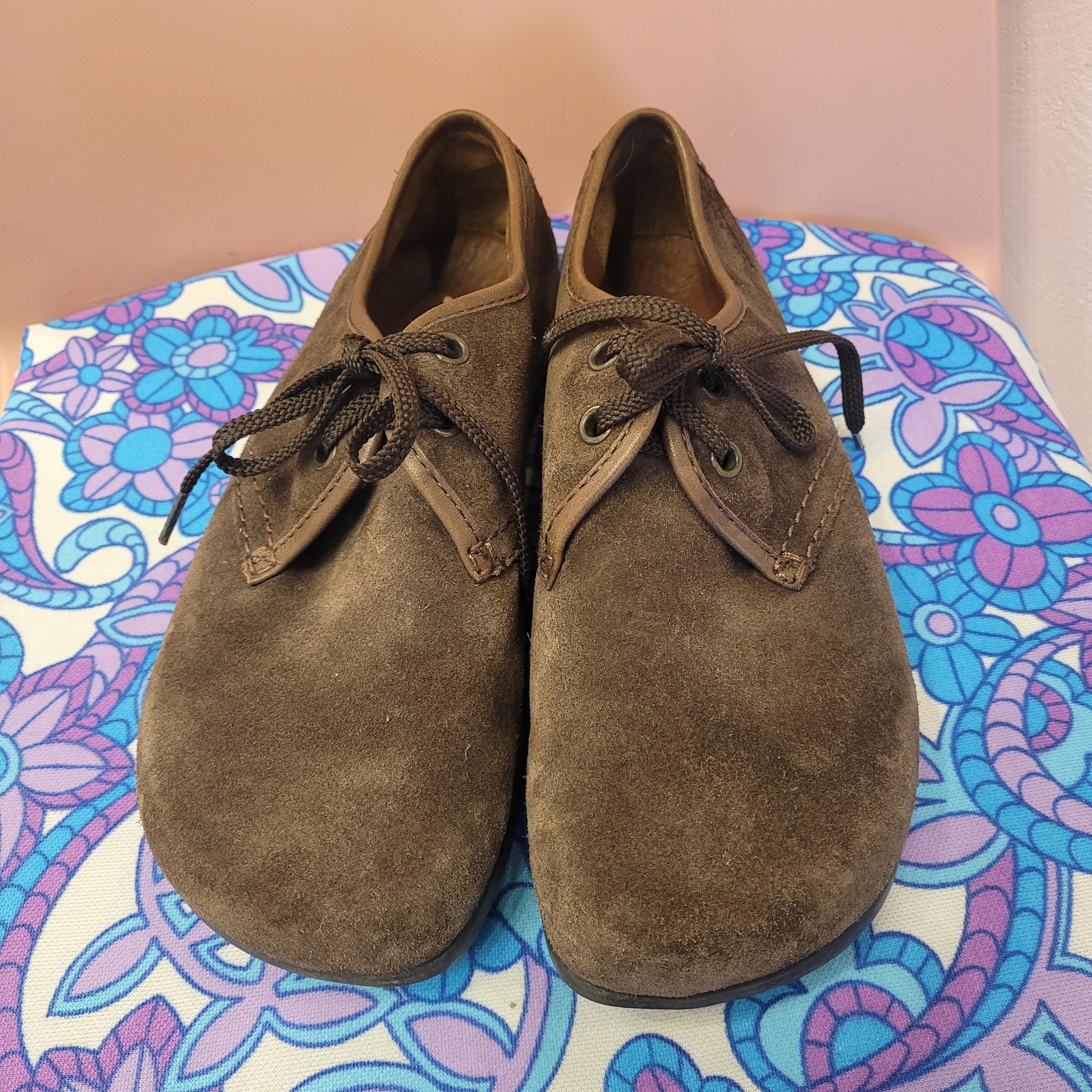 Retro Style Earth Shoes, Brown Suede Kalso Negative Heel