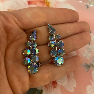 Boucles d&#39;oreilles clip aurore boréale vintage argentées