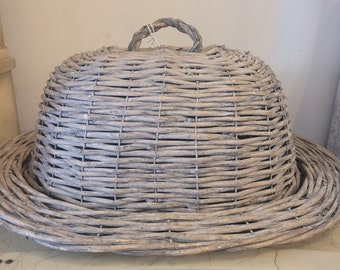 vintage covered wicker bread basket