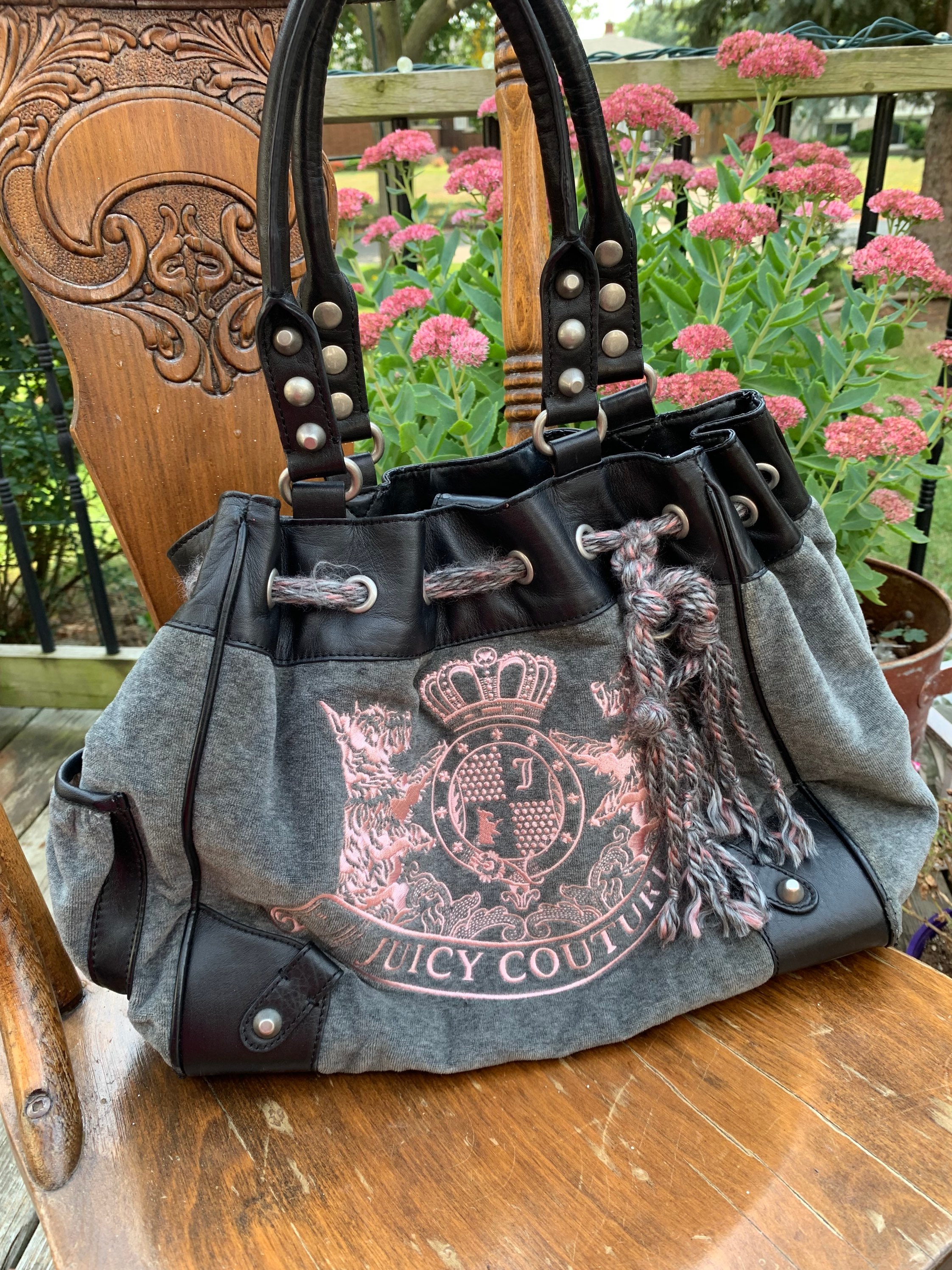 Velvet backpack Juicy Couture Grey in Velvet - 35153145
