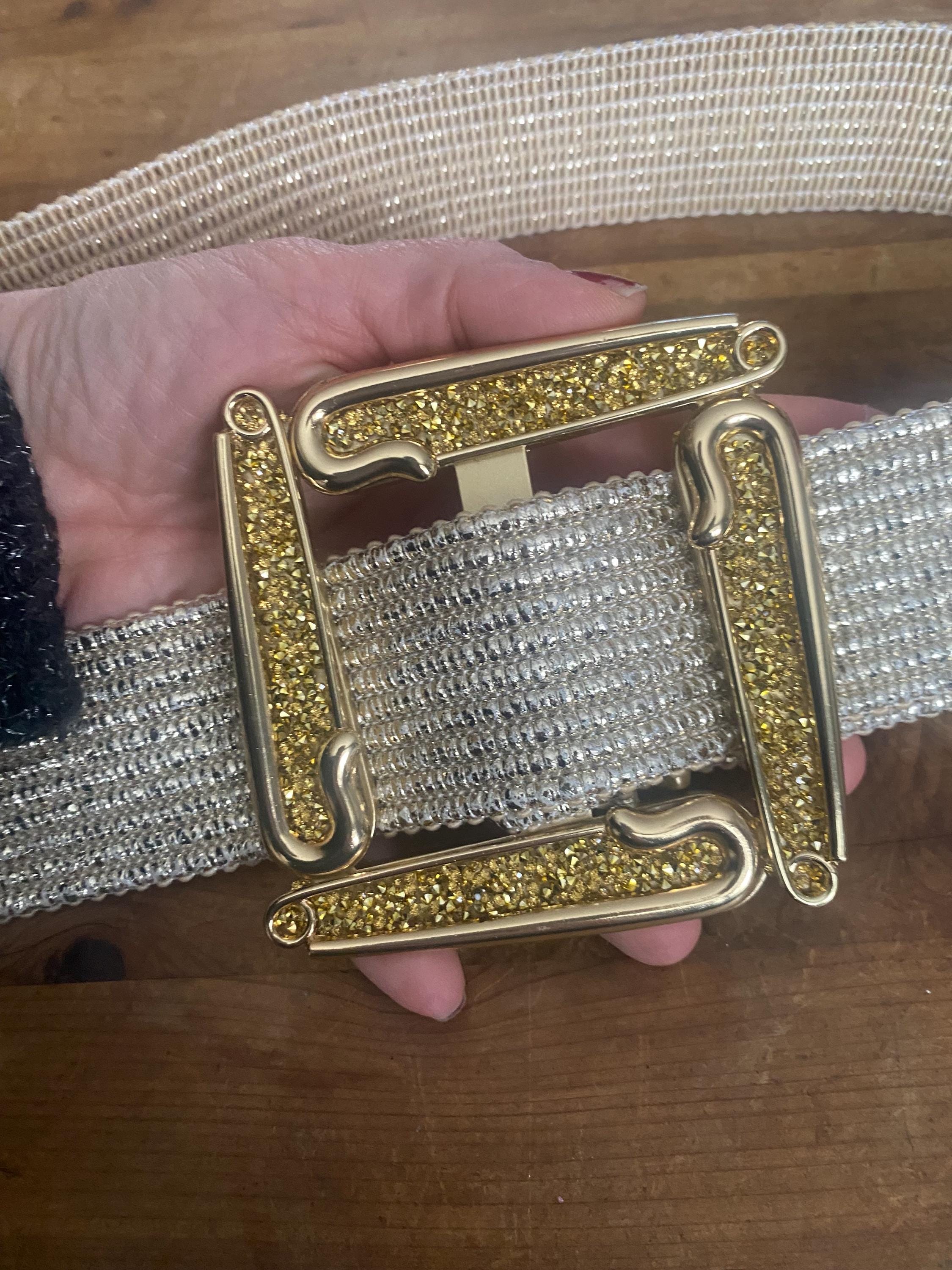 Unique Wide Gold Statement Belt – Plastic Glitter Safety Pin  display picture 1