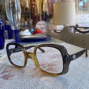 Vintage Givenchy Oversized Eyeglass Frames Optyl Brown Amber Gradient 1970s 1980s Designer Frames No Lenses