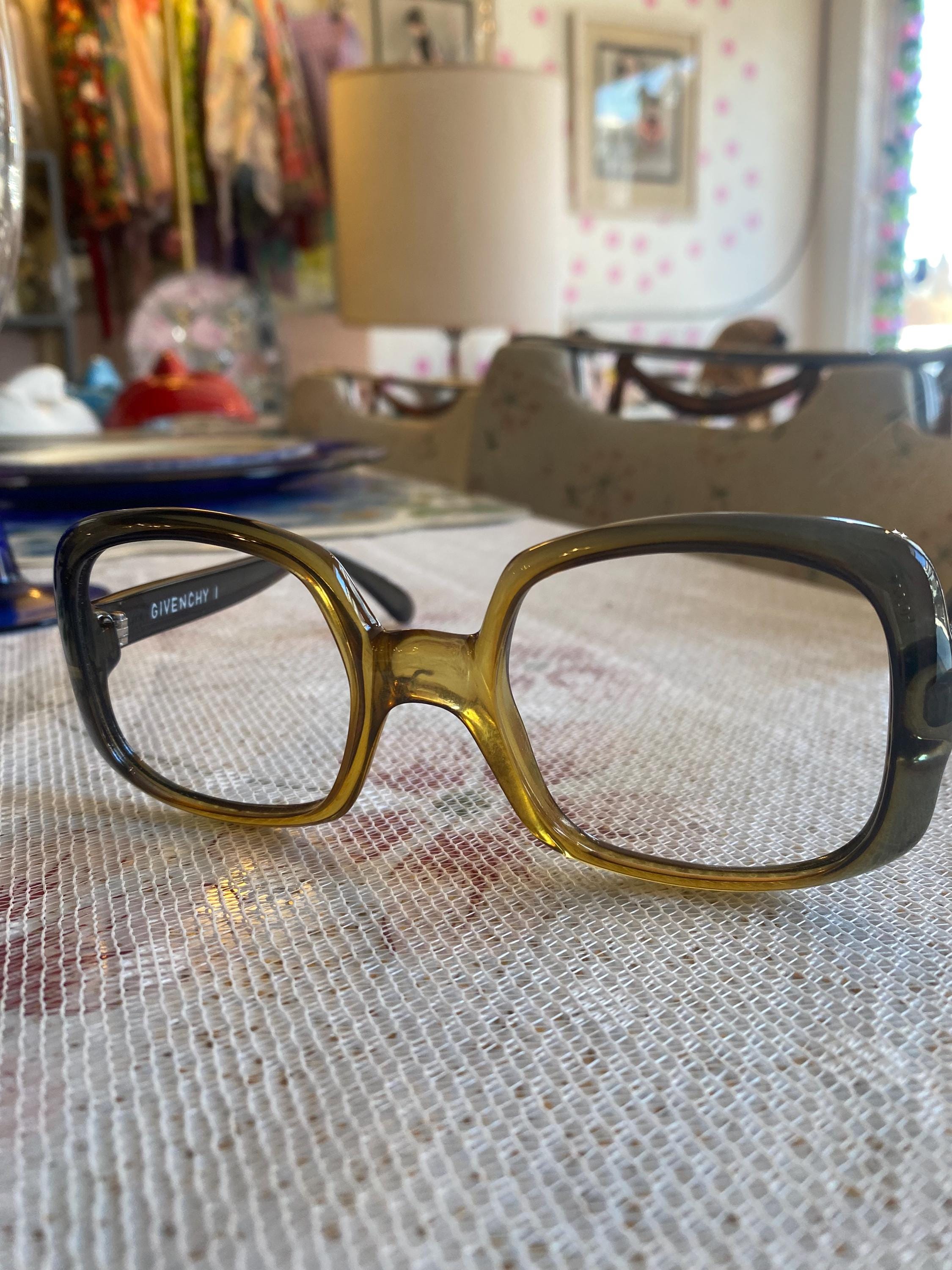 Vintage Givenchy Oversized Eyeglass Frames Optyl Brown Amber 