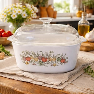 Vintage Corning Ware Spice of Life gryta med Pyrexlock 5L köksbakform Kanada