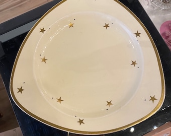 Placa de estrella dorada triangular Art Déco de Clarice Cliff
