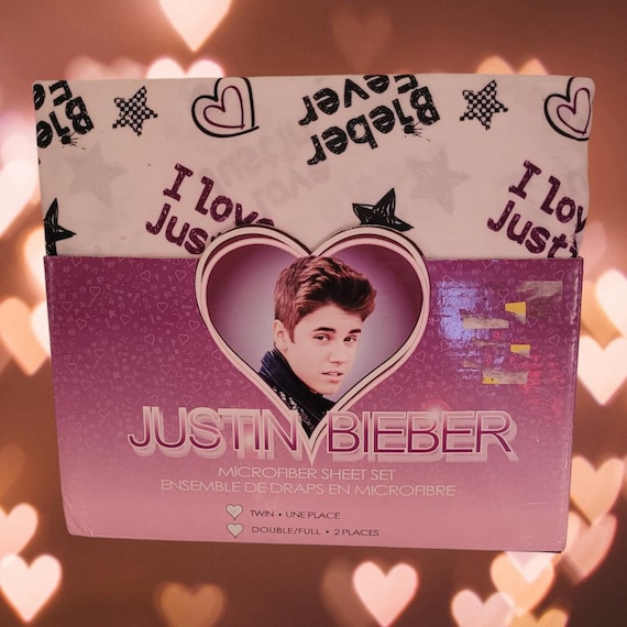 Justin Bieber Microfiber Sheet Set, Twin Size, Still in Box, Rare
