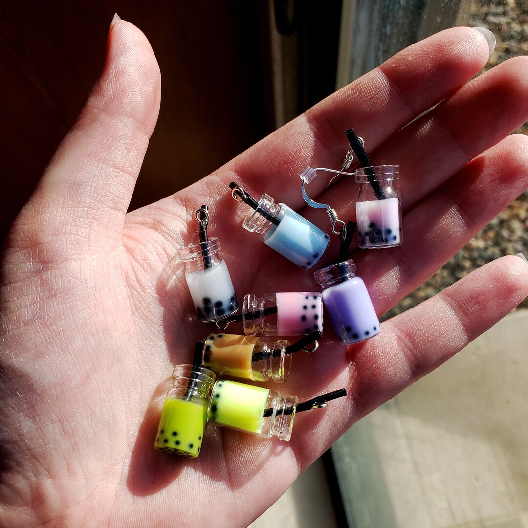Lilac Enamel Boba Post Earrings
