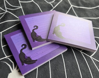Bloc de notas adhesivas de gato brujo – Papelería de escritorio de Halloween