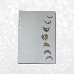 A5 Foiled Moon Phases Planner Dashboard | Planner Dashboards | Planner Accessories | A5 Planner Inserts | Filofax Inserts | Planner Inserts