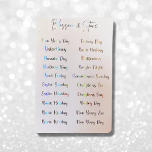 Foiled UK Holidays Planner Stickers