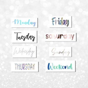 Days of the week organisation vinyl decal label stickers - For home organisation and more