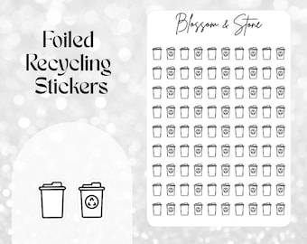 Foiled Bin Day Sticker Sheet: Recycling Collection Stickers for Planners, Bullet Journals & Scrapbooking