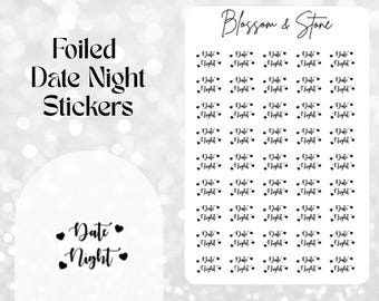 Foiled Date Night Sticker Sheet: Date Stickers for Planners, Bullet Journals & Scrapbooking