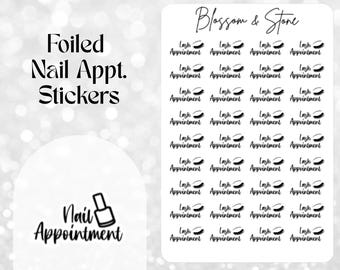 Foiled Nail Appointment Sticker Sheet: Manicure Stickers for Planners, Bullet Journals & Scrapbooking