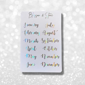 Foiled Months Planner Stickers
