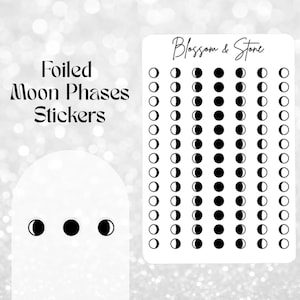 Foiled Moon Phases Sticker Sheet: Lunar Stickers for Planners, Bullet Journals & Scrapbooking