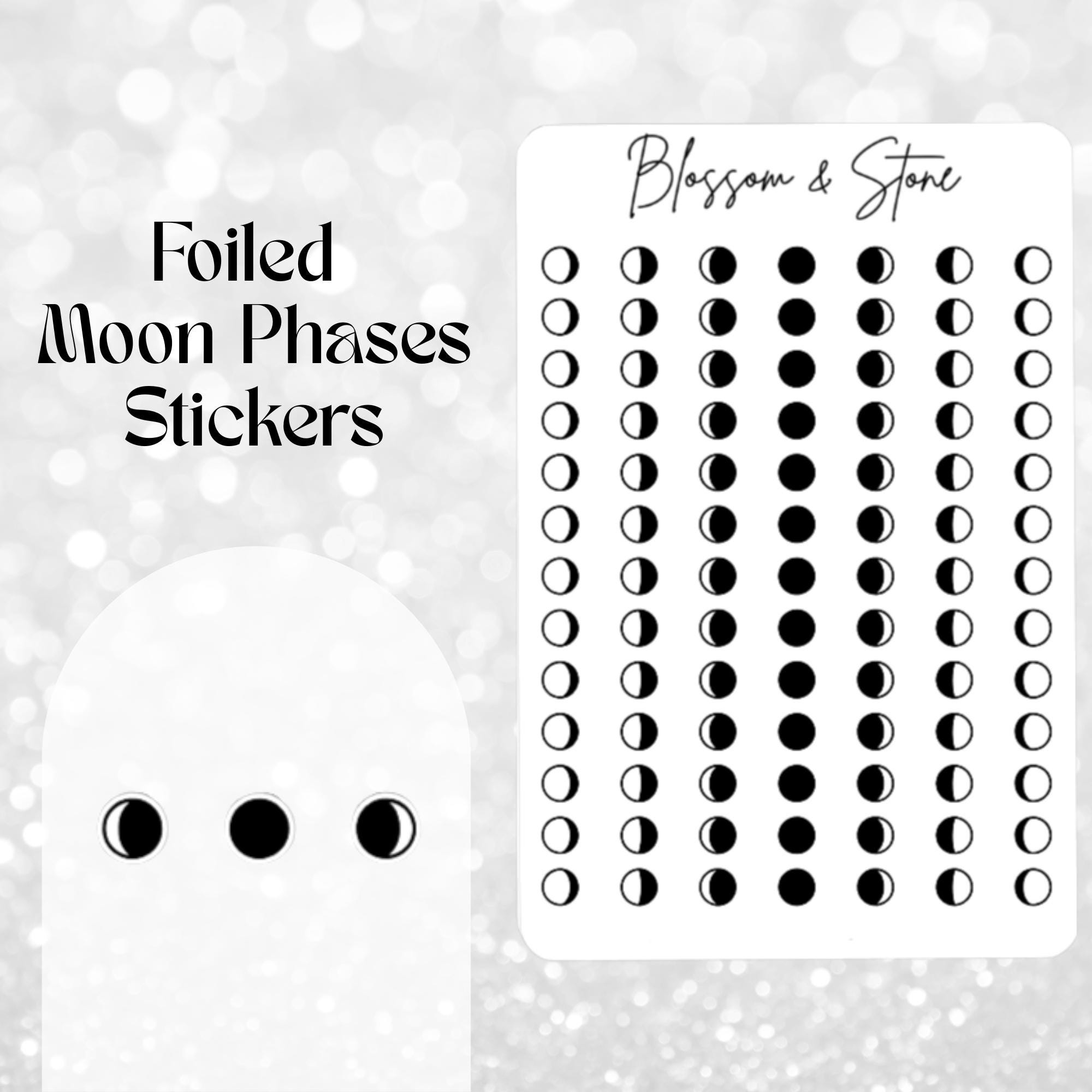Foiled Moon Phases Sticker Sheet: Lunar Stickers for Planners, Bullet ...