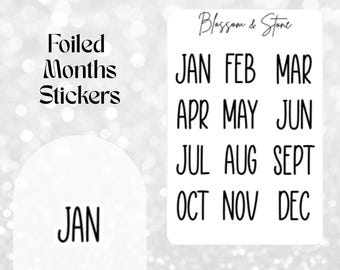 Foiled Months Sticker Sheet: Monthly Stickers for Planners, Bullet Journals & Scrapbooking