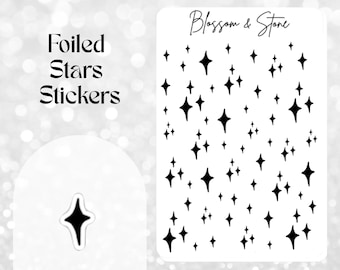 Hoja de pegatinas de estrellas metalizadas: Pegatinas de estrellas para agendas, bullet journals y scrapbooking.