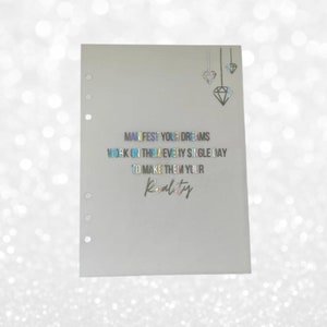 A5 Foiled Manifest Vellum Planner Dashboard | Planner Dashboards | Planner Accessories | A5 Planner Inserts | Filofax | Planner Inserts