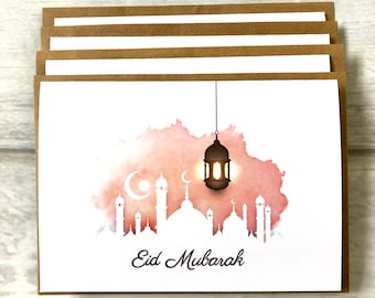 Happy Eid Mubarak Greeting Card Holiday blank Inside Muslim Blessing Lockdown Social Distance