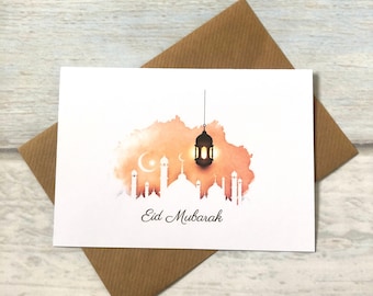 Happy Eid Mubarak Kareem Card Pack of 1 (Blank Inside) Muslim Greeting