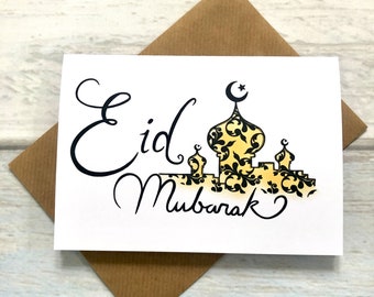 Happy Eid Mubarak Kareem Card Pack of 1 (Blank Inside) Muslim Greeting