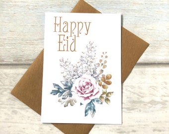 Happy Eid Mubarak Kareem Card Pack of 1 (Blank Inside) Muslim Greeting