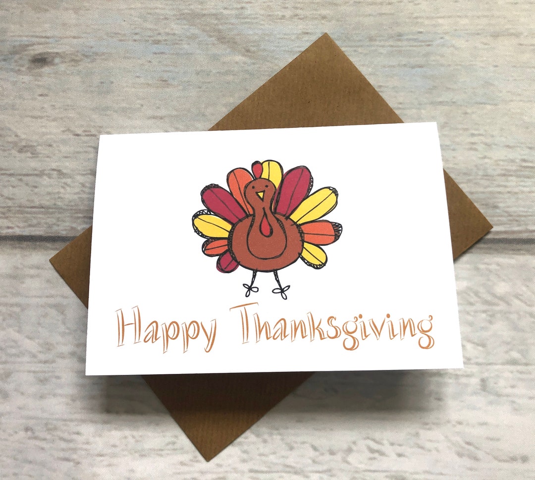 Happy Thanksgiving Card Pack of 1 blank Inside Fall Autumn Greeting Etsy