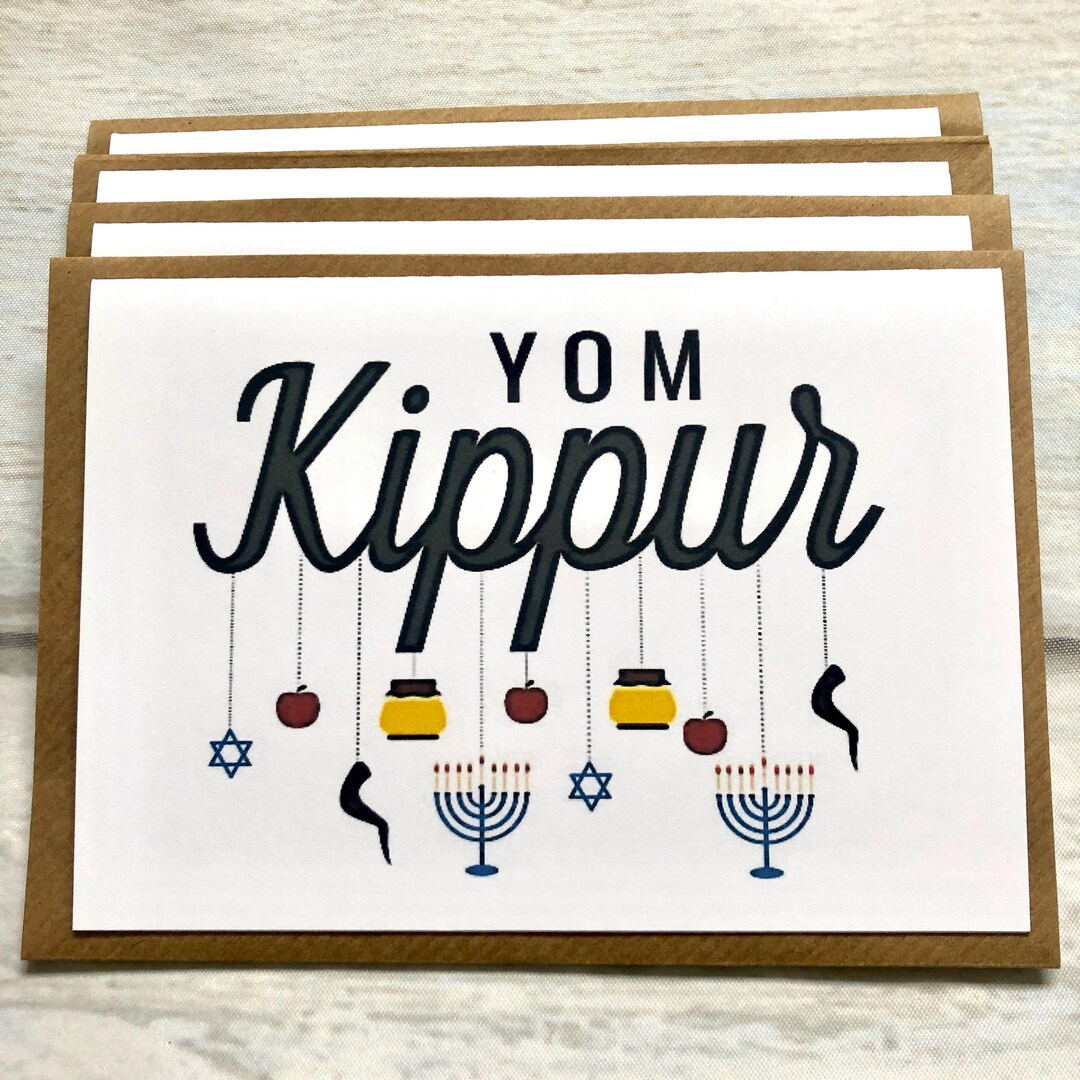 Happy Yom Kippur Greeting Cards Pack of 4 (blank Inside) Jewish Holiday ...