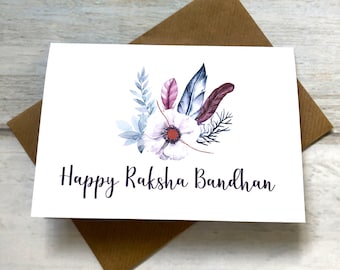 Happy Raksha Bandhan Rakhi Greeting Card Holiday Rakhri  (blank Inside) Hindu/Sikh Festival