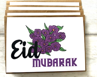 Happy Eid Mubarak Kareem Cards Pack of 4 (Blank Inside) Muslim Greeting