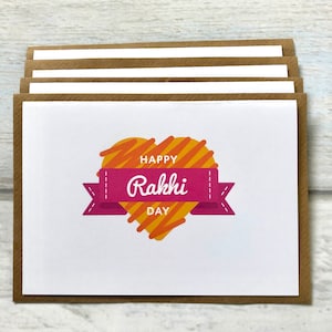 Lot de 4 cartes de voeux Happy Raksha Bandhan (intérieur vierge) Fêtes Rakhi Festival Rakhri