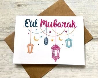 Happy Eid Mubarak Kareem Card Pack of 1 (Blank Inside) Muslim Greeting