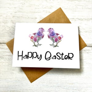 Blank Inside Egg Pack of 1 Bunny Floral Happy Easter Wishes Greeting Card Chick