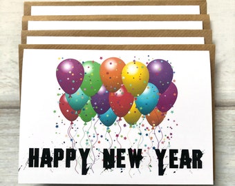 Happy New Year Greeting Cards Pack of 4 (Blank Inside) New Year 2024