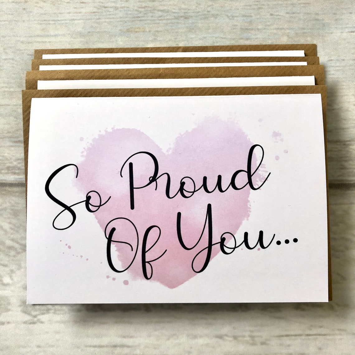 So Proud Of You Greeting Cards Pink Heart Pack of 4 Blank Etsy