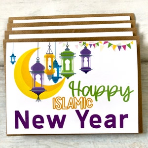 Feliz Ano Novo Islâmico Cartões de Saudação Mubarak (Em Branco Dentro) Pacote de Férias de 4