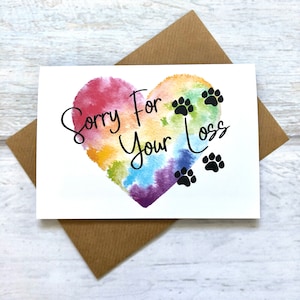 Pet Sympathy Greeting card Pack of 1 Cat Dog (blank Inside) Sorry for loss Hug Guinea Pig