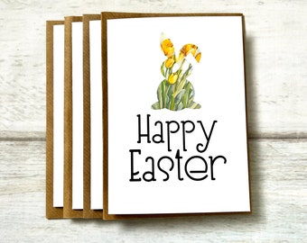 Happy Easter Cards Pack of 4 (Blank Inside) Spring Greeting