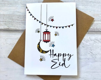 Happy Eid Mubarak Kareem Card Pack of 1 (Blank Inside) Muslim Greeting