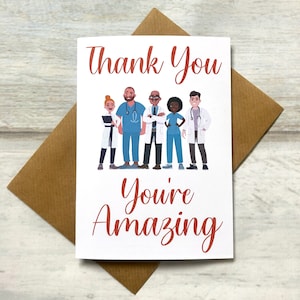 Thank You're Amazing Dokter Verpleegkundige NHS lockdown Vriend Familie Wenskaart (blanco binnenkant) Dankbaarheid