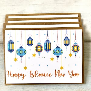 Feliz Ano Novo Islâmico Cartões de Saudação Mubarak (Em Branco Dentro) Pacote de Férias de 4