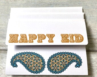 Happy Eid Mubarak Money Wallet Greeting Gift Cards Pack of 3 Holiday (blank Inside)